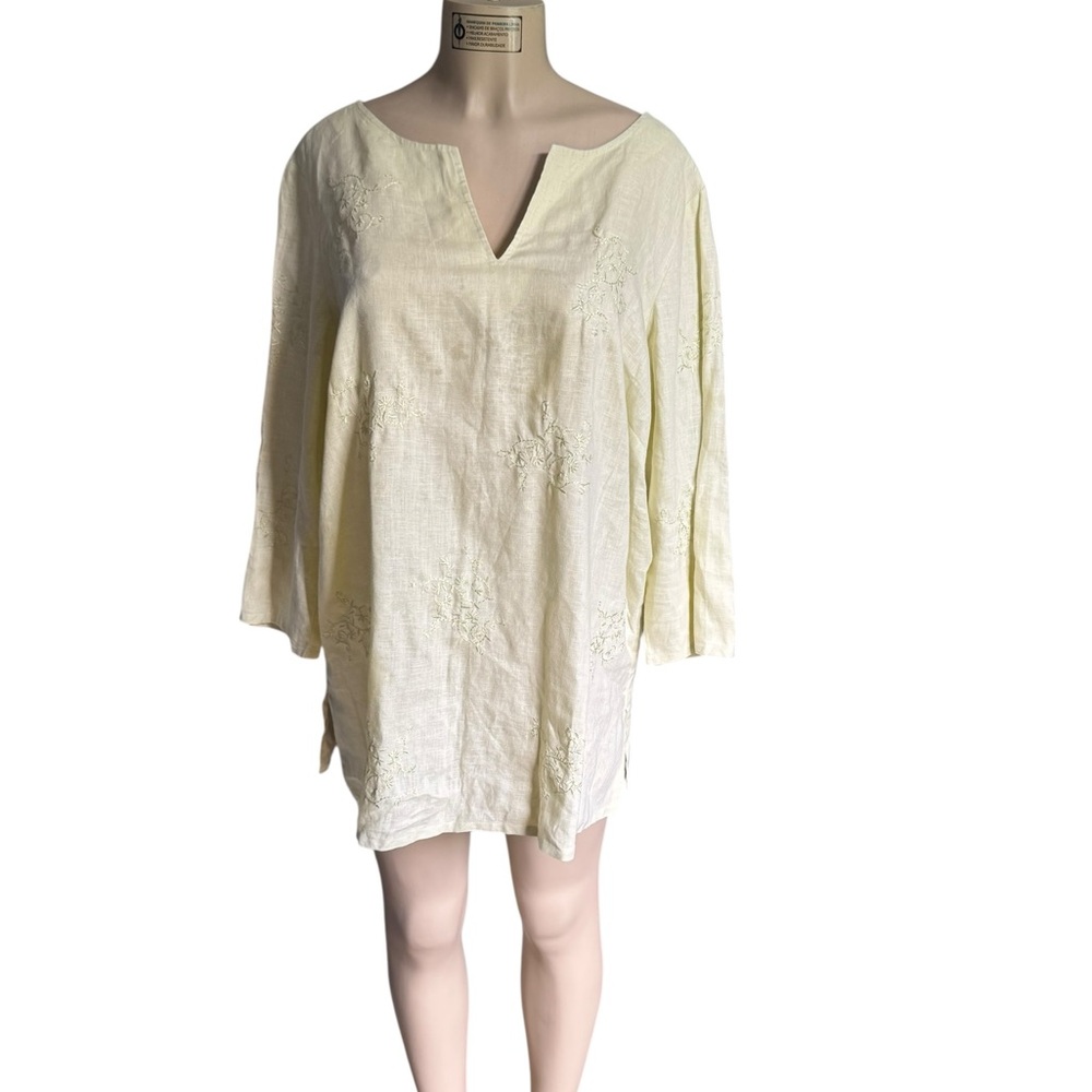 Light Green Linen Tunic Top